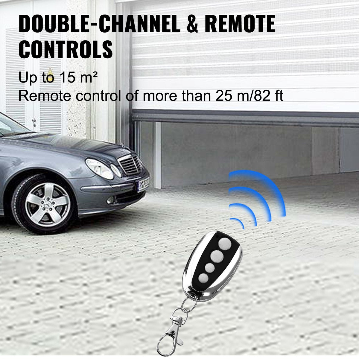 Garagedeur Opener - AC-Motor - 1000N Kracht - 2 Stuks Dual-channel Draadloze Afstandsbediening - <60 dB Geluid - Minimale 15 m² Toepasbare Oppervlakte - Zilver