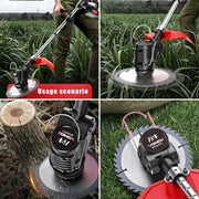 Accugrasmaaier - 2 x accu - Elektrische - Professionele - Grasmaaier - Rood - Verstelbare Snijder - Draadloze - Grasmaaier - Tuin - 100-135cm - Zaagblad - Maaiblad - Grastrimmer