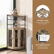 Hoekbarkast voor Wijn met Glazen Houder - Verstelbare Planken en Industrieel Design