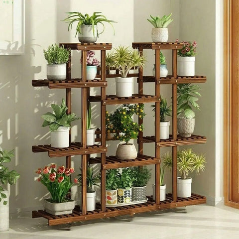 Plantenrek - Plantenrek Binnen - Plantentafel - Plantenstandaard - Plantenzuil - Planten Meubel - Houten Plant Stand - Creatieve Planten Kast - Voor Meerdere Planten - Hout