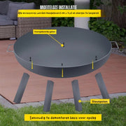 Vuurkorf - Voor buiten - 85 cm Diameter - 2-in-1 Functionele en Ondersteunende