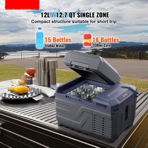 Draagbare Koelkast - Enkele Zone - Laag Energieverbruik - Led-Display En Bluetooth - Bediening - 12L - Donkergrijs