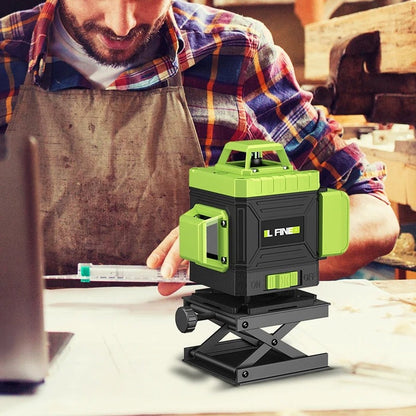 Laser Line - Cross Line Laser - 16 Lines - 4D - 2x Battery - Distance Meter - Green - With Accessories - With Tripod - 360° - 635Nm