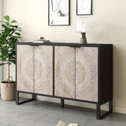 Modern dressoir met geometrisch patroon - Massief hout en metalen handgrepen - Vloermontage - MDF-constructie - Met verstelbare poten