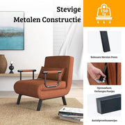 Luxury 4 in 1 Sleeping Chair - Sleeping Chair - 5 Positions - Multifunctional - Adjustable Backrest - Padded - High Quality Material - Brown