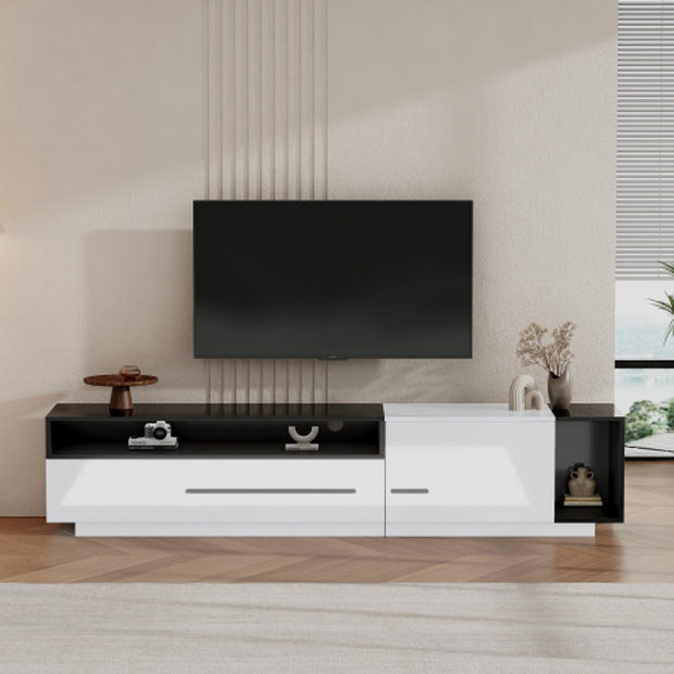Modern Tv-kast - in Wit - Met een Uniek Patroon - 170x38x42cm - voor Televisie tot 80 inch - Twee Deuren - Kabelbeheer