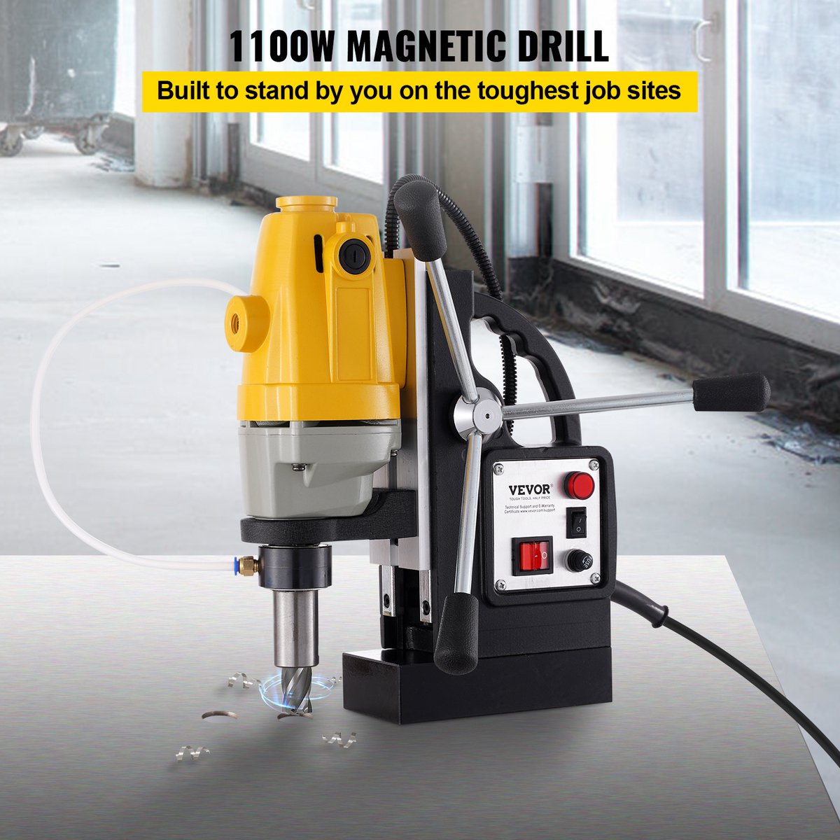 Magneetboormachine - met 6-delige HSS gatenfrezenset - 670 tpm -12000N - 1100W - MD40 - Magneetkracht Magneetboorsysteem