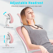 Ergonomische Bureaustoel met Hoofdsteun - Bureaustoelen voor Volwassenen - Office Chair - Gamestoel - Kantoorstoel - Volledig Verstelbaar - Incl. 3D-verstelbare Armleuningen & Verstelbare Lendensteun - Roze