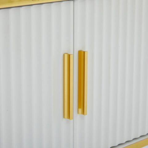 Modern Tv-kast - in Wit - Met een Uniek Patroon - 200x40x46cm - voor Televisie tot 80 inch - Twee Deuren - Kabelbeheer