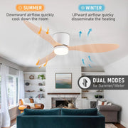 Plafondventilator met verlichting - 106cm - Afstandsbediening - Plafond Lamp - Zwart - Slaapkamer - LED - Timer - 6 standen - Plafonniere