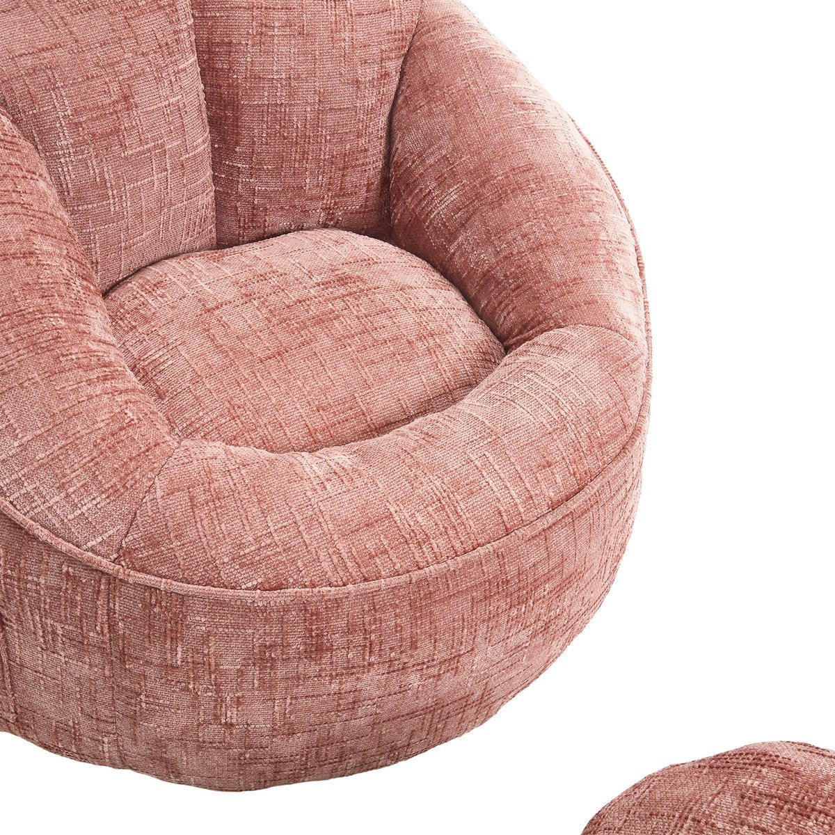 Zitzak Stoel met Voetensteun - Beanbag in Luxe Chenille Stof - Hoge Druk Schuimvulling - Ergonomisch Ontwerp - 89x88x76 cm - Roze