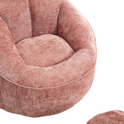 Zitzak Stoel met Voetensteun - Beanbag in Luxe Chenille Stof - Hoge Druk Schuimvulling - Ergonomisch Ontwerp - 89x88x76 cm - Roze