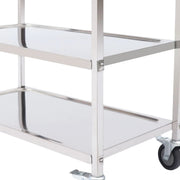 Serveerwagen - Trolley keuken op wieltjes - Keukentrolley - Roestvrijstaal - 75 cm - Zilver