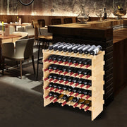 Wijnrek - Bamboe Flessenrek met 8 Compartimenten - 72 flessen - Stapelbaar Vintage Wijn Metalen Rek - Flessenrek - voor Kelder Bar Opslagruimte