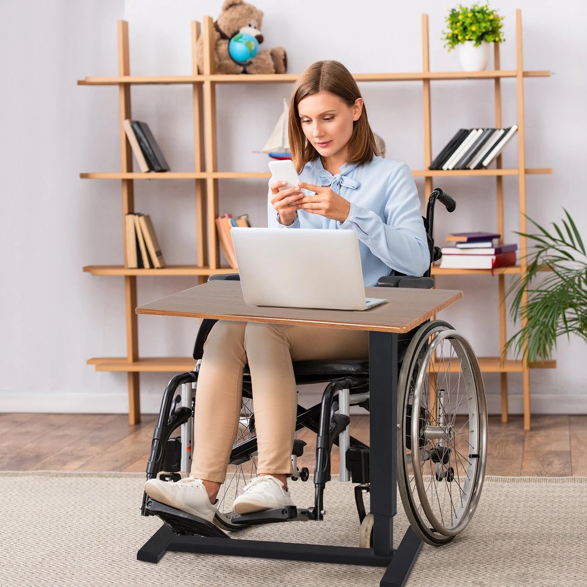 Bedtafel - Bed tafeltje met wielen - Laptop Tafel - Laptop Houder - Laptop Bureau - Verrijdbaar - In Hoogte Verstelbaar - Voor Thuiswerken - Stand Voor Ziekenhuis - Ons Nachtkastje Lade.