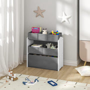 Boekenkast Kind - Speelgoedkast - Boekenrek - Opbergkast Kinderen - Kinderkamer - Speelgoed - 92x68x30 Cm - Hout - Grijs