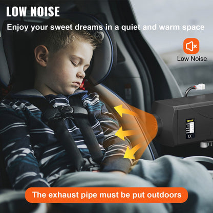 Diesel Standkachel - 5KW - 12V - Luchtverwarmer met LCD Schakelaar - Brandstofverbruik - Autoverwarming - Auto Heater - voor Auto's, Bussen, Campers, Vrachtwagens, Technische Voertuig - Zwart