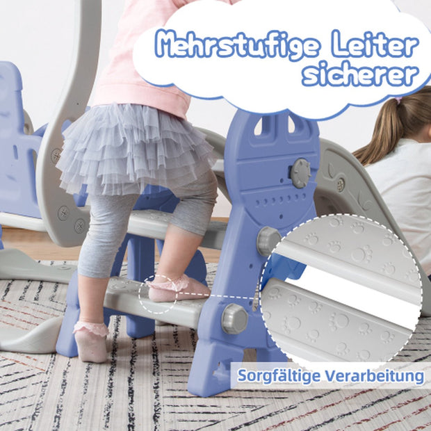Glijbaan - Binnen en buiten - Baby - 1 jaar tot 3 jaar - BPA-vrij - Speeltoren 4 in 1 - Blauw/Grijs