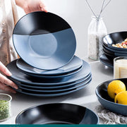 Serviesset 8 Persoons - Serviessets - Bordenset - Chique Bordenset - Keramiek - Blauw en Zwart