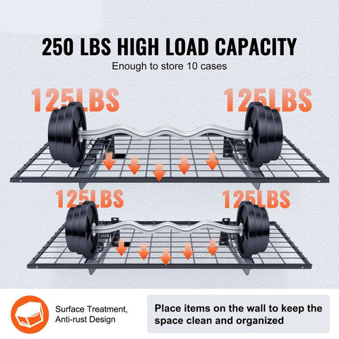 Opbergplank - Opbergplank Set van 2 - Garage Opberging - 0.6x1.2M
