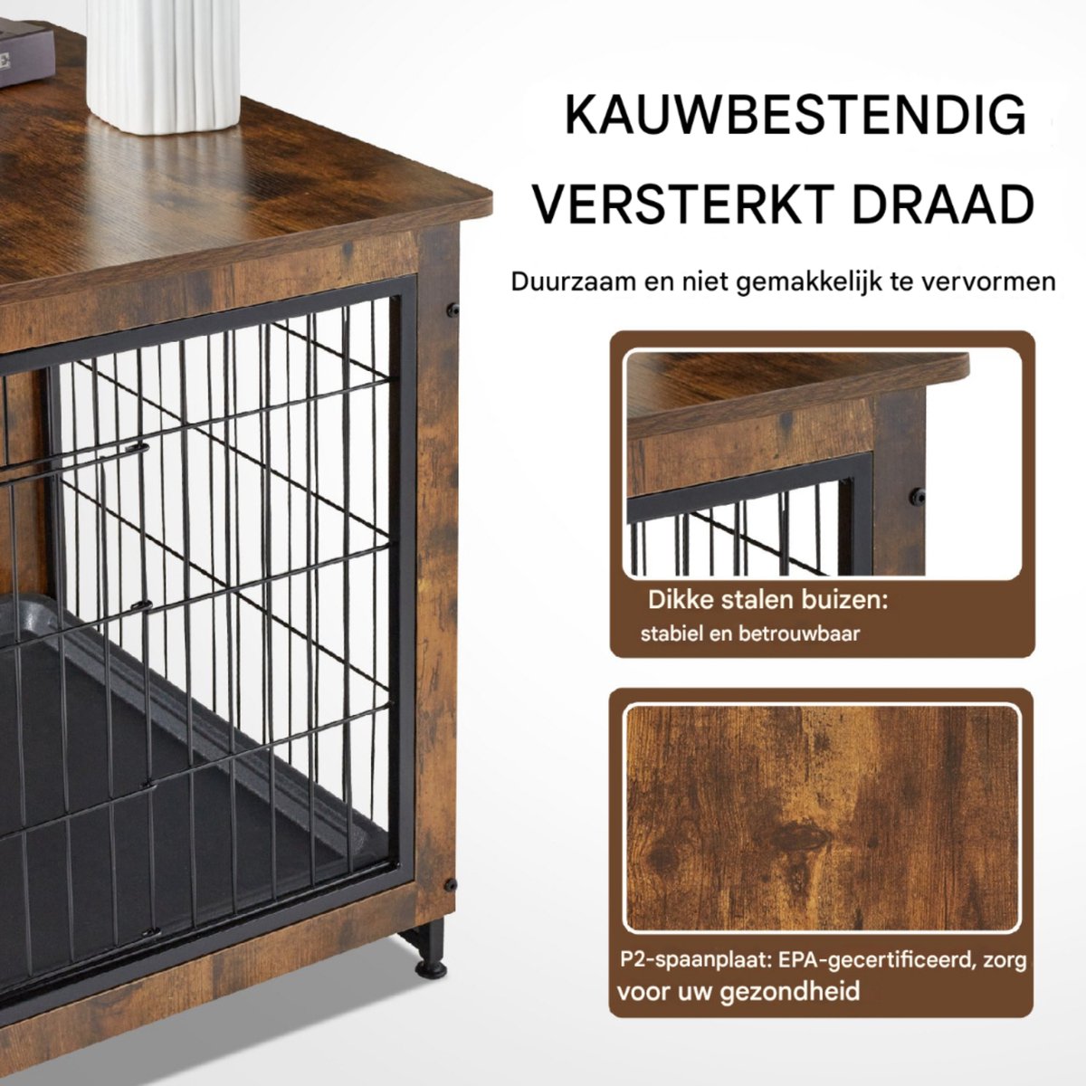2-Deurs Hondenkennel - Meubelkennel - Duurzaam Stalen Frame - Inclusief Kussen