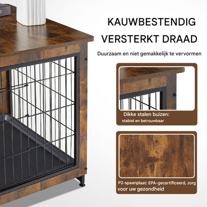 2-Deurs Hondenkennel - Meubelkennel - Duurzaam Stalen Frame - Inclusief Kussen