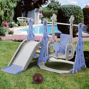 Glijbaan - Binnen en buiten - Baby - 1 jaar tot 3 jaar - BPA-vrij - Speeltoren 4 in 1 - Blauw/Grijs