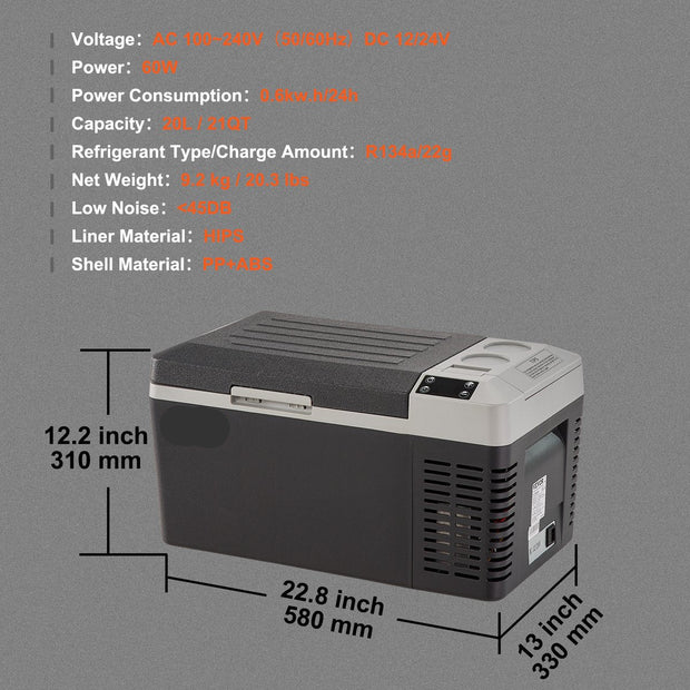 Autokoelkast - Compressor - Met Vriesvak - Draagbare 20L Vriezer - Elektrische Vriezer -  Kleine Vriezer - 20 ~ 10 ℃