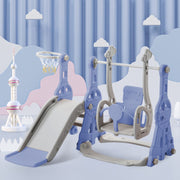 Glijbaan - Binnen en buiten - Baby - 1 jaar tot 3 jaar - BPA-vrij - Speeltoren 4 in 1 - Blauw/Grijs