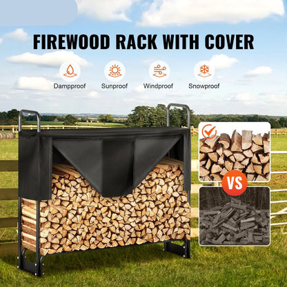 Brandhoutrek - Houtopslag Buiten - Houtberging - Met Waterdichte Hoes - 132x36x117cm