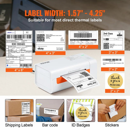 Label Printer - Label Maker - Label Writer - Receipt Printer - USB - 203DPI - 60 Labels Per Minute - 150 mm/sec - Shipping Label Printer - White