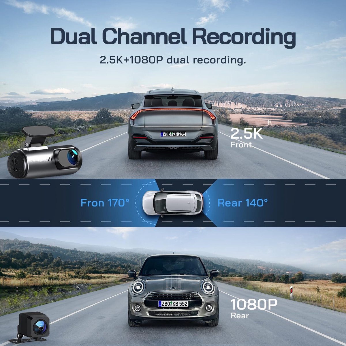 Dashcam for car - Dashcam - Dashcam for car front and rear - Dashcam front and rear - Dashcam front and rear wireless - Dual dashcam