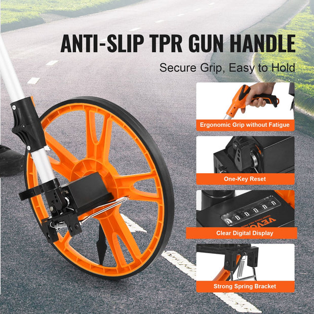 Meetwiel - Met Precisietandwielstructuur - 4-Delige Telescoopsteel - Resetknop Met Één Druk Op De Knop - Abs + Aluminiumoxide-Materiaal - Geschikt Voor Taxatie Van Eigendommen - Onderzoek Van De Plaats Delict En Wetshandhaving