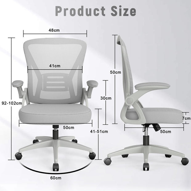 Ergonomische Bureaustoel - Bureaustoelen voor Volwassenen - Office Chair - Gamestoel - Kantoorstoel - Volledig Verstelbaar - Incl. 3D-verstelbare Armleuningen & Verstelbare Lendensteun - Wit/Grijs