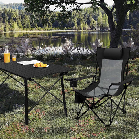 Opvouwbare Campingstoel - 2-in-1 campingstoel - Relaxstoel - Ligstoel met bekerhouder - Verstelbare rugleuning en VoetensteunVerstelbare Rugleuning - Voetensteun - 150 Kg
