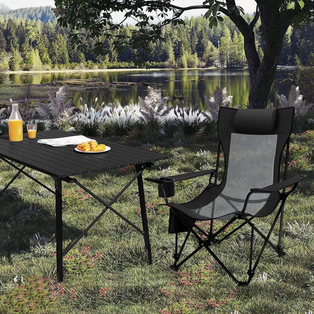 Opvouwbare Campingstoel - 2-in-1 campingstoel - Relaxstoel - Ligstoel met bekerhouder - Verstelbare rugleuning en VoetensteunVerstelbare Rugleuning - Voetensteun - 150 Kg