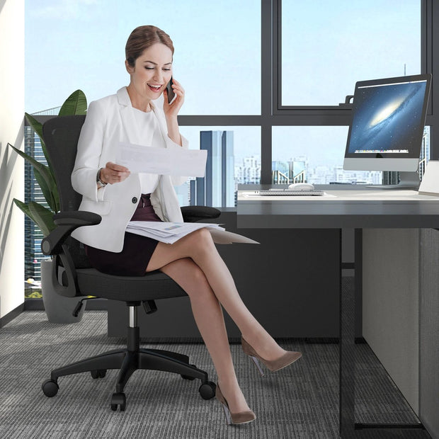 Ergonomische Bureaustoel - Bureaustoelen voor Volwassenen - Office Chair - Gamestoel - Kantoorstoel - Volledig Verstelbaar - Incl. 3D-verstelbare Armleuningen & Verstelbare Lendensteun - Zwart