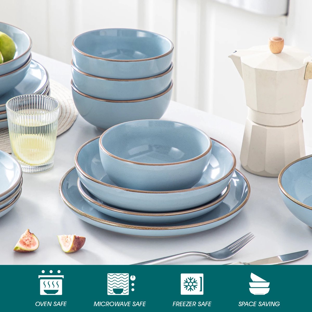 Luxe Serviesset – 32 delig – 8 persoons – Porselein - Bordenset – Dinner platen – Dessertborden - Kommen - Mokken - Schaaltjes - Nimf