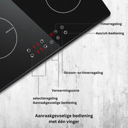 Elektrische Kookplaat 4 Pits - Elektrische Kookplaat 4 Branders - Keramische Kookplaat met Stekker - Zwart