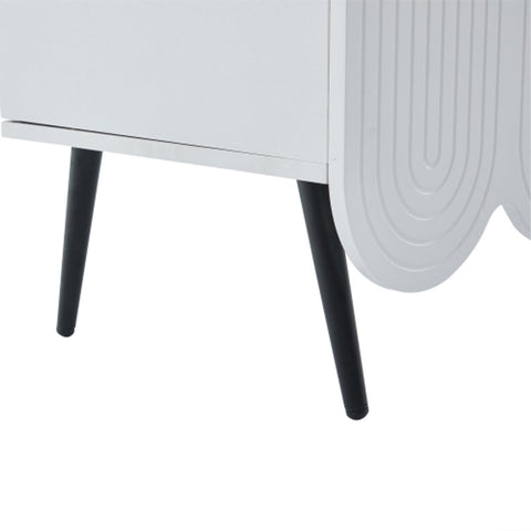 Modern Tv-kast - in Wit - Met een Uniek Patroon - 180x 40x45cm - voor Televisie tot 80 inch - Twee Deuren - Kabelbeheer