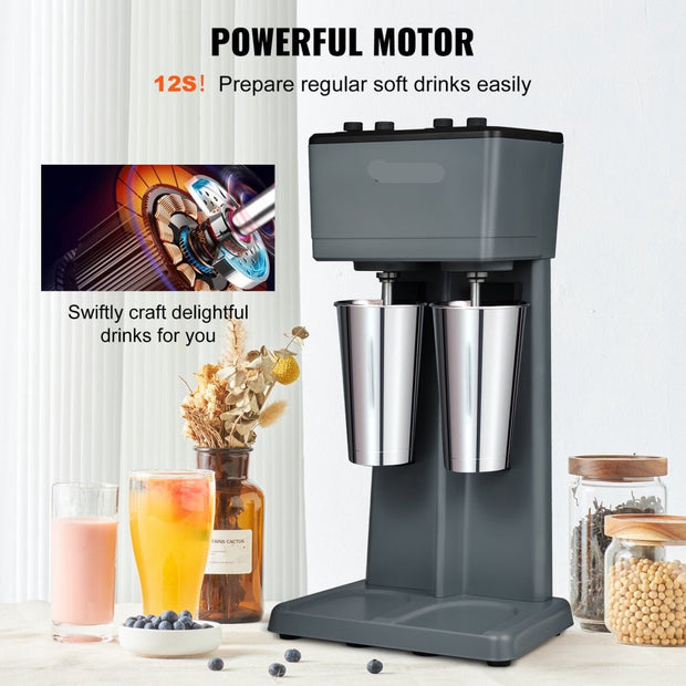 Pro Drink Mixer - Milkshake Machine met Dubbele Kop - 750W- 820ML - 3 Snelheidsstanden - 15000/18000/21000RPM - Roestvrijstalen Kop - Melk- en Eiwitshake - Drink Mixer - Cocktail