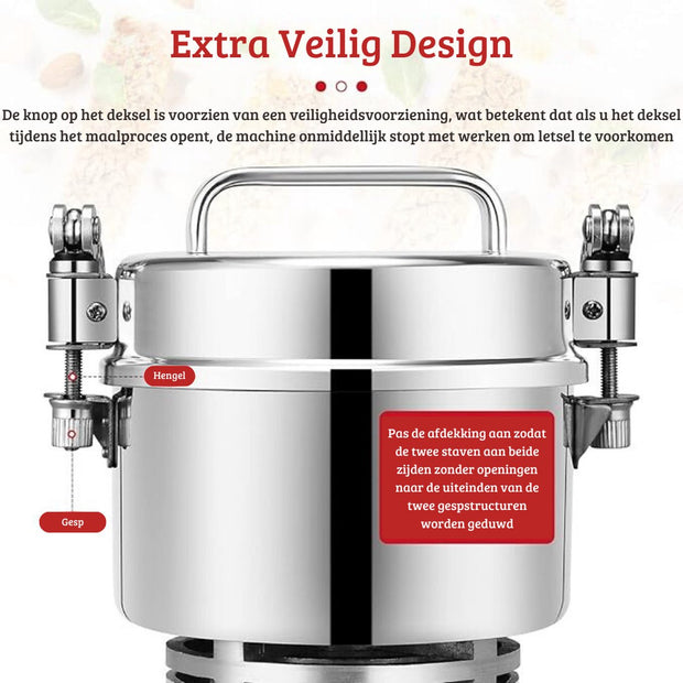 Professionele Notenmaler – Notenpers – Kruiden Malen – Poedermachine – Voor Horeca & Thuis – 500 Gram – 2500W