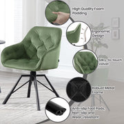 Eetkamerstoel - Set van 2 stoelen - Fluweel eetkamer stoel - Eettafel stoel - Fauteuil - Draaibaar - Velvet - Metalen poot - Groen