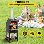 Onderweg online - Luxe BBQ - Pizza oven - 2-in-1 - Houtoven - Pizzasteen - Houtskool BBQ - 45.8x46.4x141.8 cm