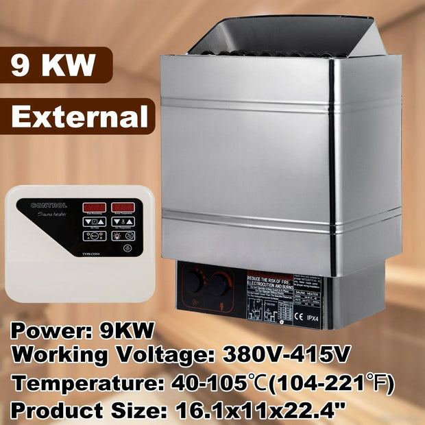 Elektrische Saunakachel - Kachel Externe/Interne Controller - 9KW - Oververhitting Bescherming - Spa Sauna Stoomgenerator