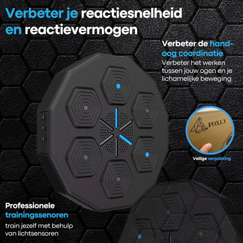 Boksmachine met muziek & Bluetooth Inclusief kinderhandschoenen - Bokszak - Boksmachine - Wandmontage - Zwart