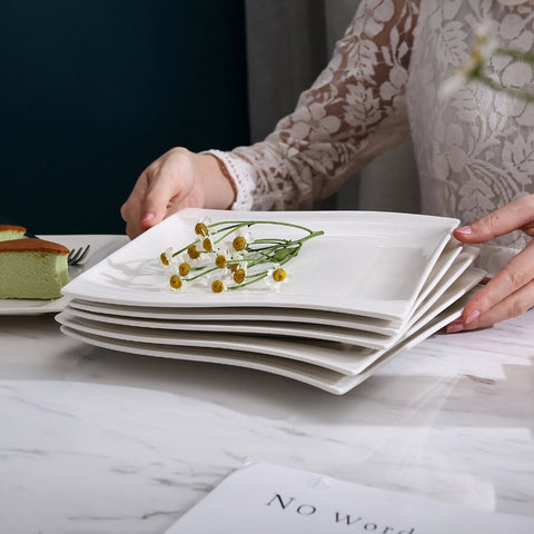 Dinnerware set - 6 persons - Porcelain - 6 pieces - Plate set 6 persons - Plate set 6 pieces - White