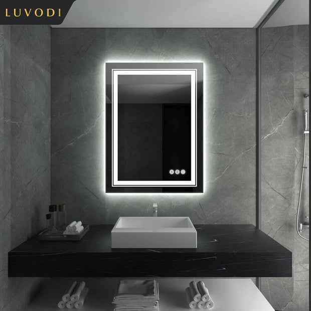 Badkamer spiegel - Badkamerspiegel met verlichting - Inclusief anticondensfunctie - Inclusief touchscreen - Dimbaar - 50x70cm