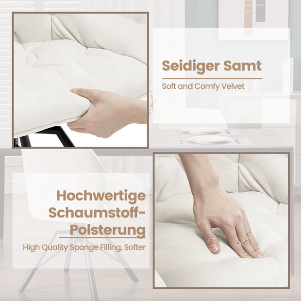 Eetkamerstoel - Set van 2 stoelen - Fluweel eetkamer stoel - Eettafel stoel - Fauteuil - Draaibaar - Velvet - Metalen poot - Groen