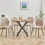 Eetkamerstoelen set van 4 - Rugleuning - Fauteuil - Woonkamerstoelen - Kuipstoelen - Comfi Linnen Stof - Gewatteerde zitting - Metalen poten - Taupe